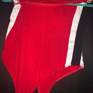 Red racer bodysuit